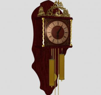 欧式古典墙饰挂钟摆钟SU模型下载_sketchup草图大师SKP模型