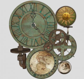 蒸汽朋克时钟SU模型下载_sketchup草图大师SKP模型