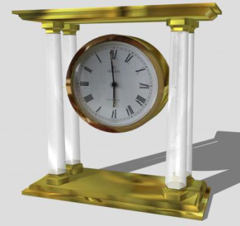 现代金属奢华座钟SU模型下载_sketchup草图大师SKP模型