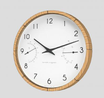 现代木框圆形挂钟SU模型下载_sketchup草图大师SKP模型