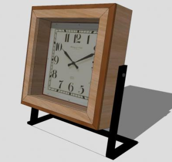 桌面摆台木制钟表SU模型下载_sketchup草图大师SKP模型