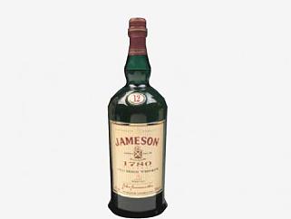 1780年詹姆逊威士忌酒瓶SU模型下载_sketchup草图大师SKP模型