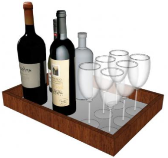 酒吧托盘上的酒水高脚杯SU模型下载_sketchup草图大师SKP模型