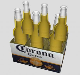 装箱的6瓶科罗娜啤酒SU模型下载_sketchup草图大师SKP模型
