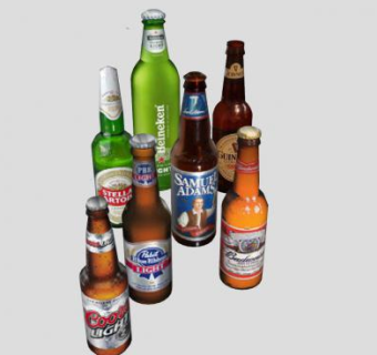多种类啤酒酒瓶酒水标签SU模型下载_sketchup草图大师SKP模型