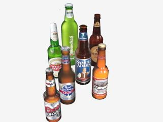 多种类啤酒酒瓶酒水标签SU模型下载_sketchup草图大师SKP模型