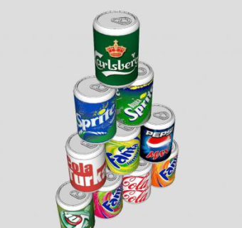 叠层罐装品牌饮料SU模型下载_sketchup草图大师SKP模型