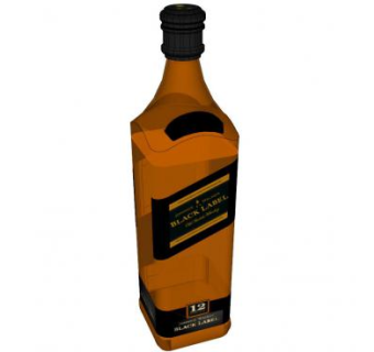 玻璃酒瓶酒水黑色标签SU模型下载_sketchup草图大师SKP模型