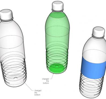 3个透明塑料瓶标签SU模型下载_sketchup草图大师SKP模型