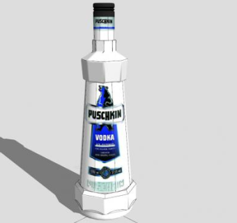 普希金伏特加酒瓶SU模型下载_sketchup草图大师SKP模型