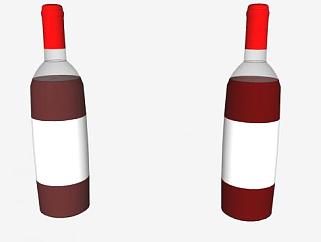 酒瓶酒水白色标签SU模型下载_sketchup草图大师SKP模型