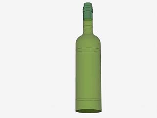 翠绿料玻璃酒瓶SU模型下载_sketchup草图大师SKP模型