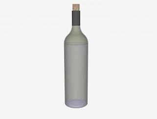 葡萄酒绿色酒瓶SU模型下载_sketchup草图大师SKP模型