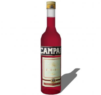 金巴利开胃酒酒水酒瓶SU模型下载_sketchup草图大师SKP模型