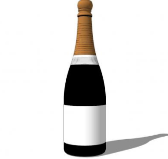 香槟酒酒瓶白色标签SU模型下载_sketchup草图大师SKP模型