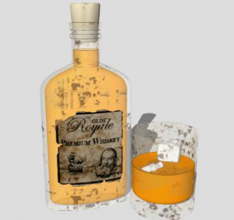 威士忌酒瓶酒水和玻璃杯SU模型下载_sketchup草图大师SKP模型