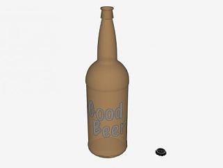 棕色玻璃啤酒瓶SU模型下载_sketchup草图大师SKP模型