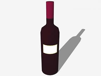 白色<em>标签</em>红酒酒瓶SU模型下载_sketchup草图大师SKP模型
