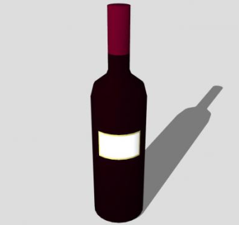 白色标签红酒酒瓶SU模型下载_sketchup草图大师SKP模型
