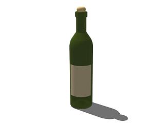 绿色<em>酒瓶</em>标签瓶塞SU模型下载_sketchup草图大师SKP模型