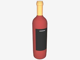 红色酒瓶黑色标签SU模型下载_sketchup草图大师SKP模型