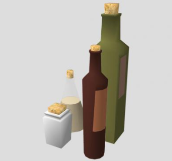 4瓶玻璃调味瓶SU模型下载_sketchup草图大师SKP模型