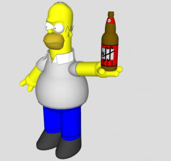 荷马·辛普森手拿酒瓶SU模型下载_sketchup草图大师SKP模型