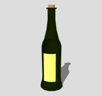 绿酒瓶黄色标签瓶塞SU模型下载_sketchup草图大师SKP模型
