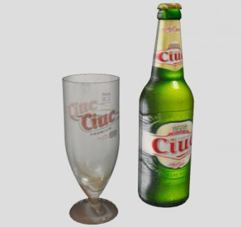 品牌啤酒酒瓶玻璃杯SU模型下载_sketchup草图大师SKP模型