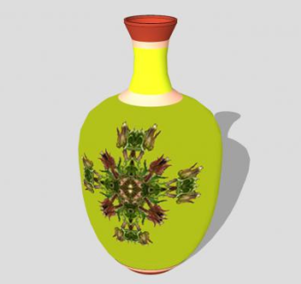 现代彩釉蒺藜花瓶SU模型下载_sketchup草图大师SKP模型