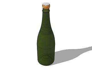 香槟绿色酒瓶瓶塞SU模型下载_sketchup草图大师SKP模型