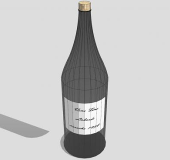 玻璃酒瓶白色标签瓶塞SU模型下载_sketchup草图大师SKP模型