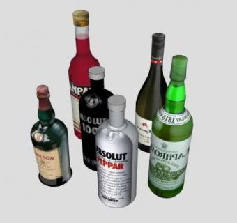 国外酒类品牌酒瓶种类SU模型下载_sketchup草图大师SKP模型