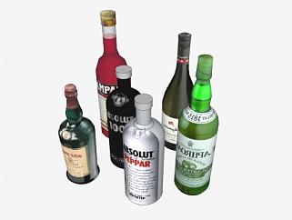 国外酒类品牌酒瓶种类SU模型下载_sketchup草图大师SKP模型
