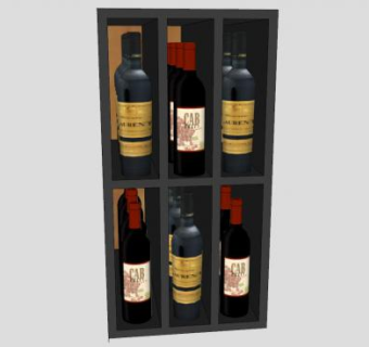 壁式酒架中的葡萄酒SU模型下载_sketchup草图大师SKP模型