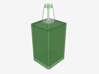 绿色四方立体瓶子SU模型下载_sketchup草图大师SKP模型
