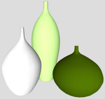 三色陶瓷简约花瓶摆件SU模型下载_sketchup草图大师SKP模型