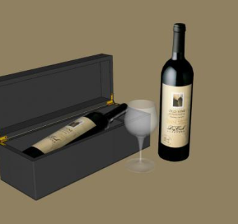 酒类包装盒葡萄酒和高脚杯SU模型下载_sketchup草图大师SKP模型