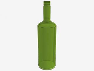 绿色玻璃葡萄酒瓶SU模型下载_sketchup草图大师SKP模型