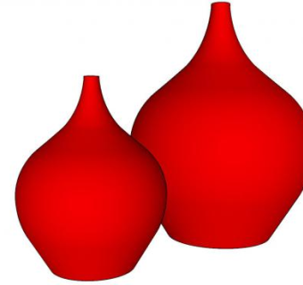 红色陶瓷花瓶装饰两件套SU模型下载_sketchup草图大师SKP模型