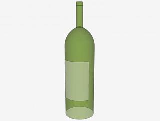 葡萄酒标签绿酒瓶SU模型下载_sketchup草图大师SKP模型