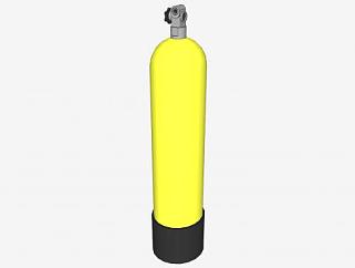 黄色潜水氧气瓶SU模型下载_sketchup草图大师SKP模型