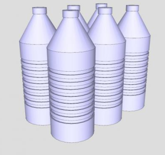 6瓶简易饮料水瓶SU模型下载_sketchup草图大师SKP模型