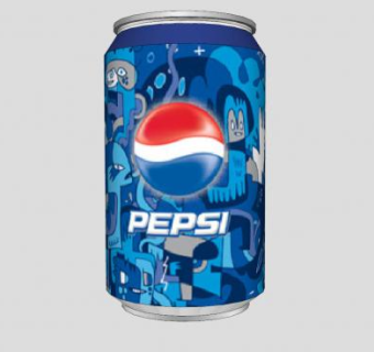 百事可乐印刷图案易拉罐SU模型下载_sketchup草图大师SKP模型