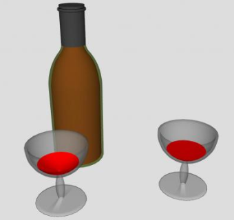 酒瓶酒水和高脚杯SU模型下载_sketchup草图大师SKP模型