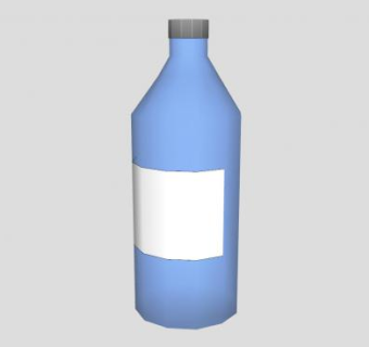 蓝色瓶子白色标签SU模型下载_sketchup草图大师SKP模型