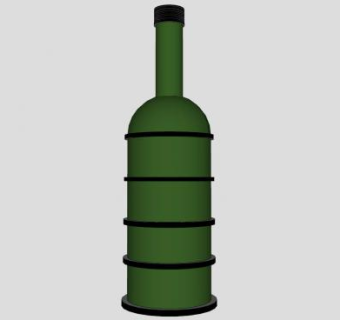 黑圈绿色玻璃酒瓶SU模型下载_sketchup草图大师SKP模型