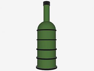 黑圈绿色玻璃酒瓶SU模型下载_sketchup草图大师SKP模型