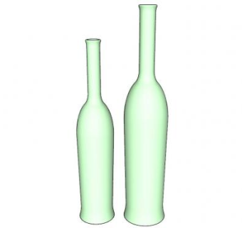 浅绿色细颈陶瓷花瓶SU模型下载_sketchup草图大师SKP模型