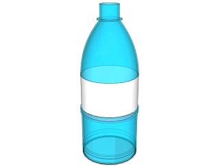 蓝色水瓶白色标签SU模型下载_sketchup草图大师SKP模型
